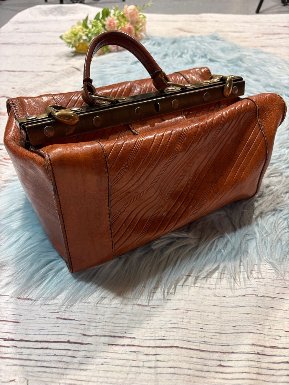 Gladstone Doctor Notch Cognac Leather Mini Suitcase Bag Tote